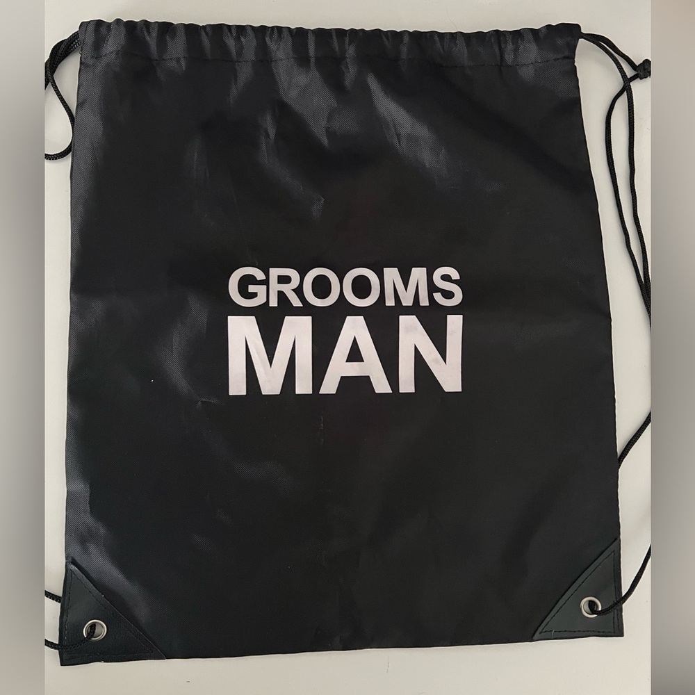 Black Groomsman Drawstring Bag